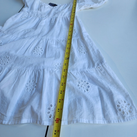 NWT Primark Women’s White Eyelet Knee Length Dress With Puff Sleeves Cotton Sz 0 - Picture 7 of 14